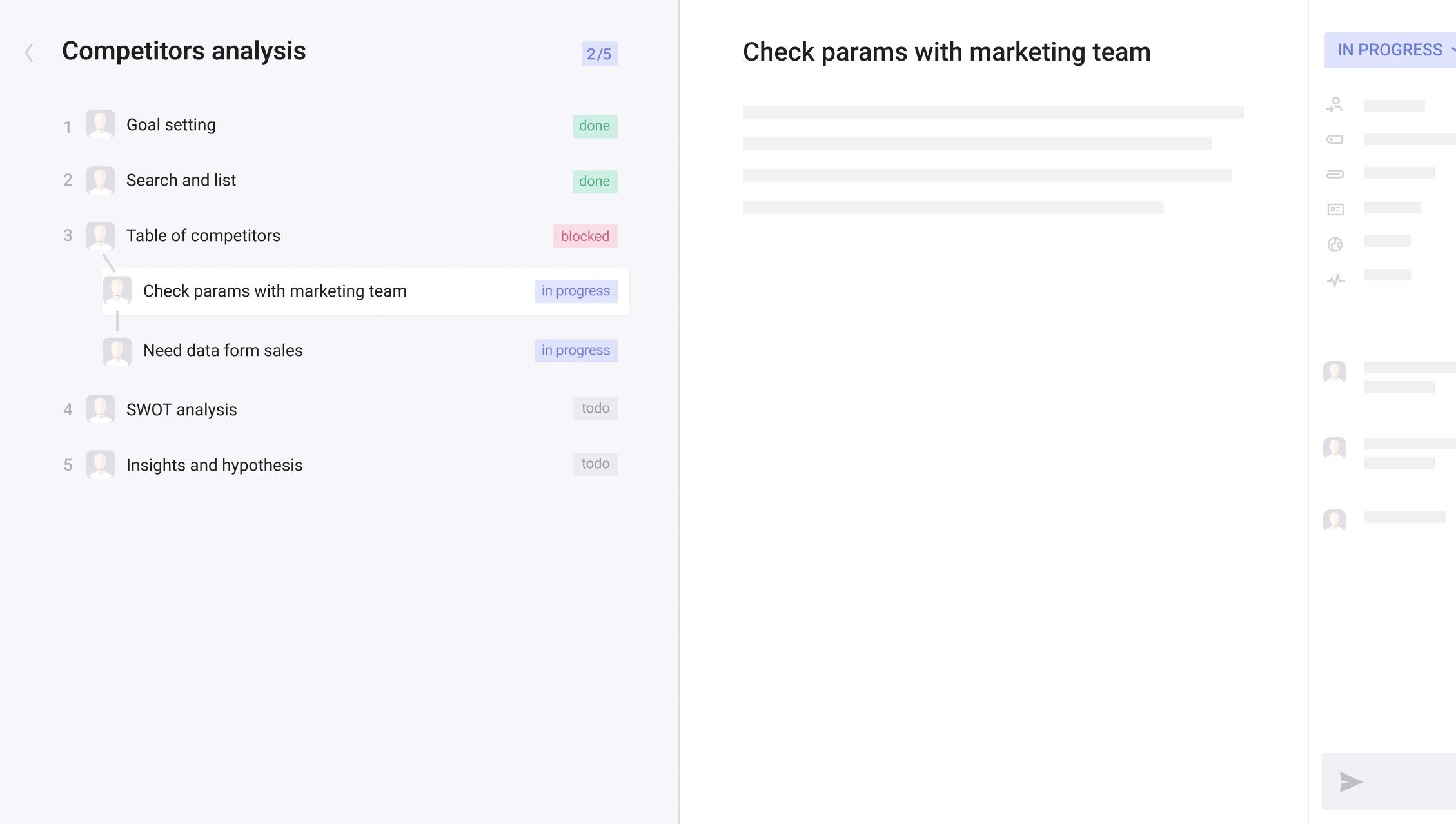 Context chain branch layout